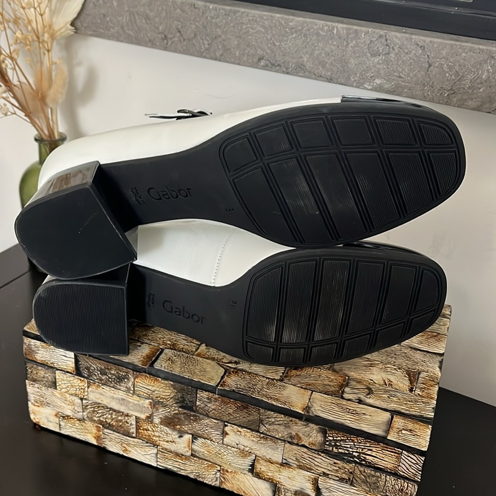 NWT GABOR US6 Mary Jane Block Heel Shoes Black White Leather Buckle - US 6 - Picture 13 of 16